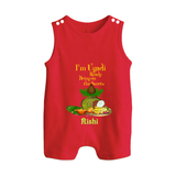  I'm Ugadi, Ready Bring On The Sweets  - Happy Ugadi Themed Customized Romper Suit For Babies With Name - RED - 0 - 5 Months Old (Chest 18")