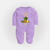  I'm Ugadi, Ready Bring On The Sweets  - Happy Ugadi Themed Customized Sleep Suit For Babies With Name - LILAC - New Born (Chest 7.5")