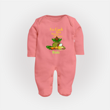  I'm Ugadi, Ready Bring On The Sweets  - Happy Ugadi Themed Customized Sleep Suit For Babies With Name - PEACH - New Born (Chest 7.5")