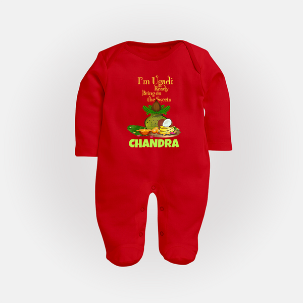 I’m Ugadi Ready – Bring on the Sweets Baby Fullbody Suit - RED - New Born (Chest 7.5")