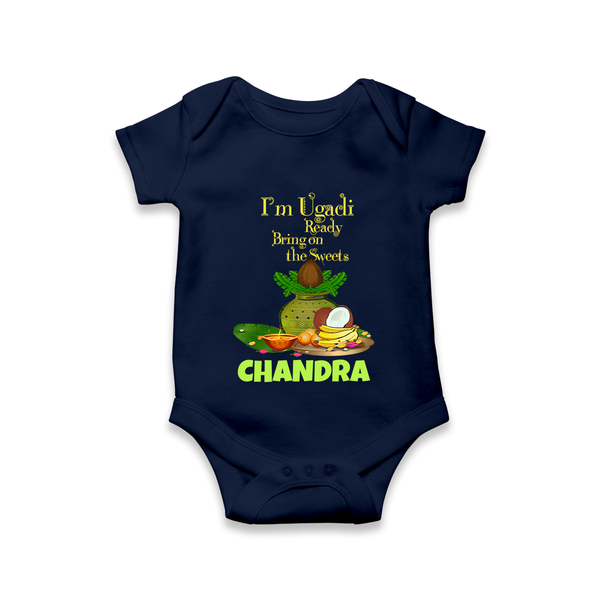I’m Ugadi Ready – Bring on the Sweets Baby Romper - NAVY BLUE - New Born (Chest 14")