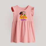 Ugadi Cutie in the House Girl Illustration– Personalized   BabyFrock - BABY PINK - 0 - 3 Months Old (Chest 17")