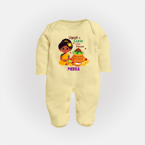 Ugadi Cutie In The House - Happy Ugadi Themed Customized Sleep Suit For Babies With Name