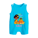 Ugadi Cutie in the House Girl Illustration– Personalized Baby Romper Suit - SKY BLUE - 0 - 5 Months Old (Chest 18")