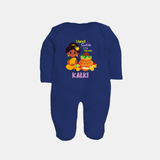 Ugadi Cutie in the House Girl Illustration– Personalized Baby Fullbody Suit - NAVY BLUE - New Born (Chest 7.5")