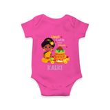 Ugadi Cutie in the House Girl Illustration– Personalized Baby Romper - HOT PINK - New Born (Chest 14")