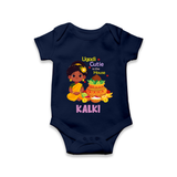 Ugadi Cutie in the House Girl Illustration– Personalized Baby Romper - NAVY BLUE - New Born (Chest 14")