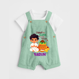 Ugadi Cutie in the House Boy Illustration – Personalized   Dungaree - MINT GREEN - 0 - 5 Months Old (Chest 18")