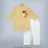 Ugadi Cutie in the House Boy Illustration – Personalized   Kurta - PASTEL YELLOW - 3 - 6 Months Old (Chest 24", Kurta Length 14'', Waist 19", Pant Length 14")