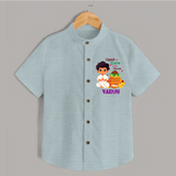 Ugadi Cutie in the House Boy Illustration – Personalized   Shirt - ARCTIC BLUE - 0 - 6 Months Old (Chest 23")