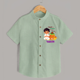 Ugadi Cutie in the House Boy Illustration – Personalized   Shirt - MINT GREEN - 0 - 6 Months Old (Chest 23")