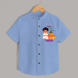 Ugadi Cutie in the House Boy Illustration – Personalized   Shirt - SKY BLUE - 0 - 6 Months Old (Chest 23")