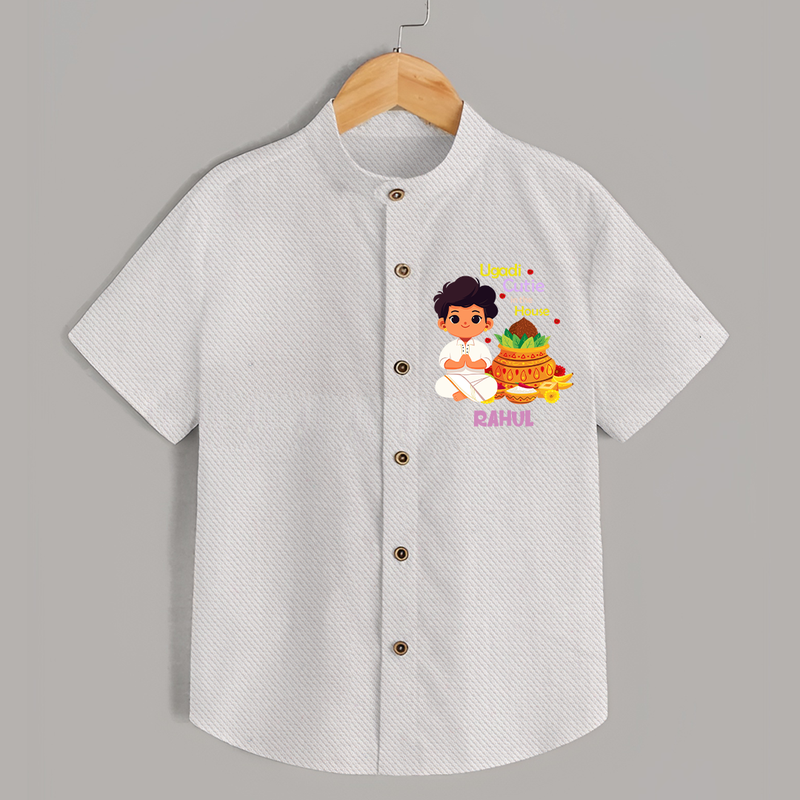 Ugadi Cutie In The House - Ugadi Themed Customized Shirt For Kids With Name - WHITE - 0 - 6 Months Old (Chest 23")