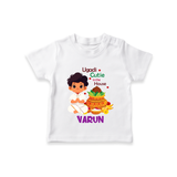 Ugadi Cutie in the House Boy Illustration – Personalized   T-shirt - WHITE - 0-5 Months Old (Chest 17")
