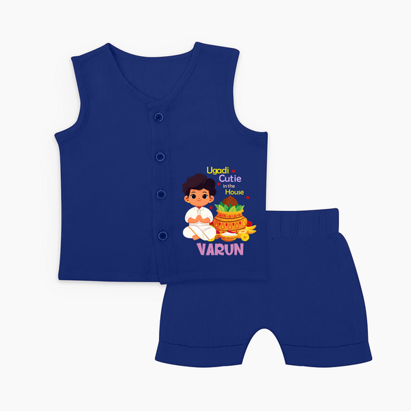 Ugadi Cutie in the House Boy Illustration – Personalized   Jabla Set - NAVY BLUE - 0 - 3 Months Old (Chest 9.8")