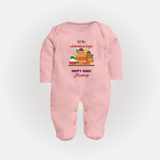  Let The Celebrations Begin - Ugadi Themed Customized Sleep Suit For Babies With Name - BABY PINK - New Born (Chest 7.5")