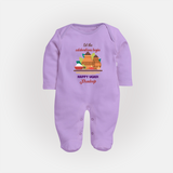  Let The Celebrations Begin - Ugadi Themed Customized Sleep Suit For Babies With Name - LILAC - New Born (Chest 7.5")