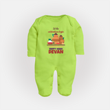 Let the Celebrations Begin – Ugadi Baby Fullbody Suit - LIME GREEN - New Born (Chest 7.5")