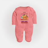 Let the Celebrations Begin – Ugadi Baby Fullbody Suit - PEACH - New Born (Chest 7.5")
