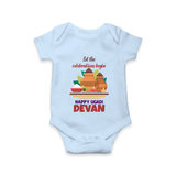 Let the Celebrations Begin – Ugadi Baby Romper - BABY BLUE - New Born (Chest 14")