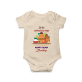  Let The Celebrations Begin - Ugadi Themed Customized Romper For Babies With Name - IVORY - 0 - 3 Months Old (Chest 16")