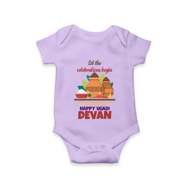 Let the Celebrations Begin – Ugadi Baby Romper - LILAC - New Born (Chest 14")