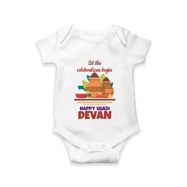 Let the Celebrations Begin – Ugadi Baby Romper - WHITE - New Born (Chest 14")