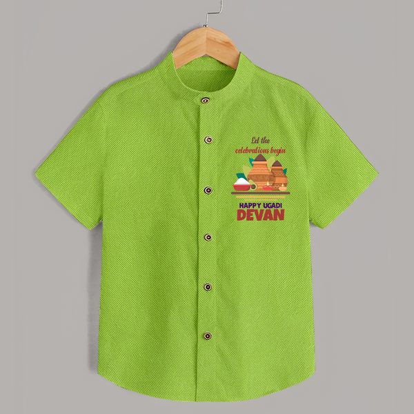 Let the Celebrations Begin – Ugadi   Shirt - LIME GREEN - 0 - 6 Months Old (Chest 23")