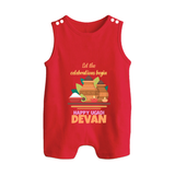 Let the Celebrations Begin – Ugadi Baby Romper Suit - RED - 0 - 5 Months Old (Chest 18")
