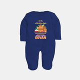Let the Celebrations Begin – Ugadi Baby Fullbody Suit - NAVY BLUE - New Born (Chest 7.5")