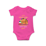  Let The Celebrations Begin - Ugadi Themed Customized Romper For Babies With Name - HOT PINK - 0 - 3 Months Old (Chest 16")