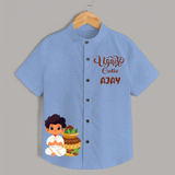 Happy Ugadi Ð Tradition Meets Trend With Our Customized Shirts For Kids With Name - SKY BLUE - 0 - 6 Months Old (Chest 23")