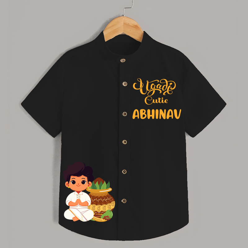 Happy Ugadi Ð Tradition Meets Trend With Our Customized Shirts For Kids With Name - BLACK - 0 - 6 Months Old (Chest 23")