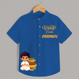 Happy Ugadi Ð Tradition Meets Trend With Our Customized Shirts For Kids With Name - COBALT BLUE - 0 - 6 Months Old (Chest 23")