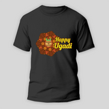 Happy Ugadi Celebrate Culture And Tradition With Our Customized T-Shirt For Adults - BLACK - S (Chest 19")