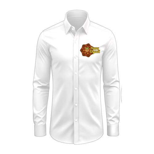 Happy Ugadi Celebrate Culture And Tradition With Our Customized Collared Full Sleeve Shirt For Adults