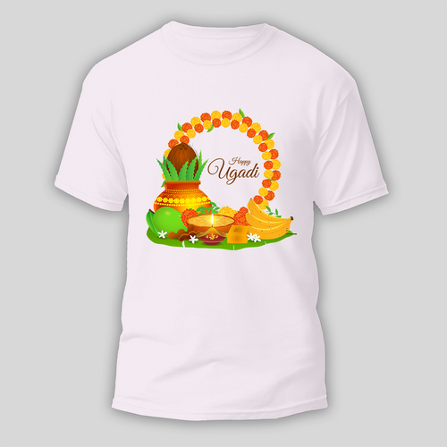 Happy Ugadi A Festival Of Happiness With Our Customized T-Shirt For Adults