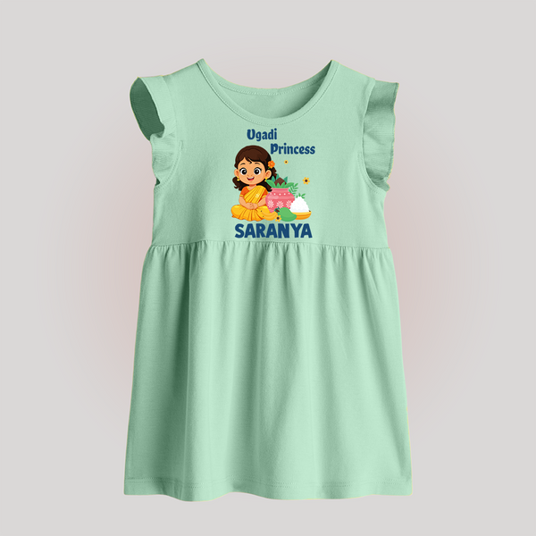 Ugadi Princess Personalized Kids Baby Frock - MINT GREEN - 0 - 3 Months Old (Chest 17")