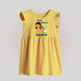 Ugadi Princess Personalized Kids Baby Frock - PASTEL YELLOW - 0 - 3 Months Old (Chest 17")