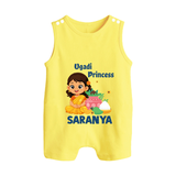 Ugadi Princess Personalized Kids Romper suit - PASTEL YELLOW - 0 - 5 Months Old (Chest 18")