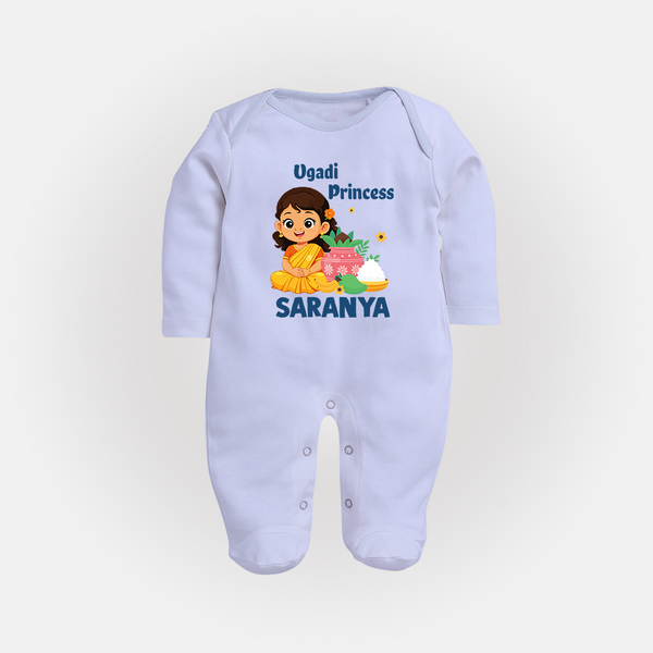 Ugadi Princess Personalized Kids fullbody Suit - BABY BLUE - New Born (Chest 7.5")