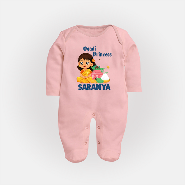 Ugadi Princess Personalized Kids fullbody Suit - BABY PINK - New Born (Chest 7.5")