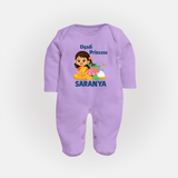 Ugadi Princess Personalized Kids fullbody Suit - LILAC - New Born (Chest 7.5")