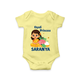 Ugadi Princess Personalized Kids Romper - PASTEL YELLOW - New Born (Chest 14")
