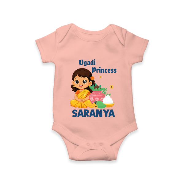 Ugadi Princess Personalized Kids Romper - PEACH - New Born (Chest 14")