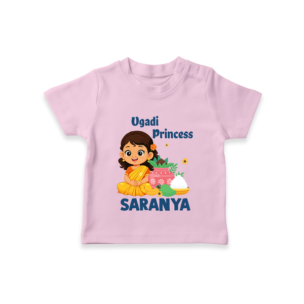Ugadi Princess Personalized Kids T-Shirt - BABY PINK - 0-5 Months Old (Chest 17")
