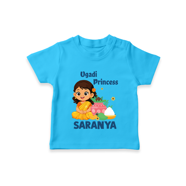 Ugadi Princess Personalized Kids T-Shirt - SKY BLUE - 0-5 Months Old (Chest 17")