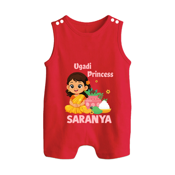 Ugadi Princess Personalized Kids Romper suit - RED - 0 - 5 Months Old (Chest 18")