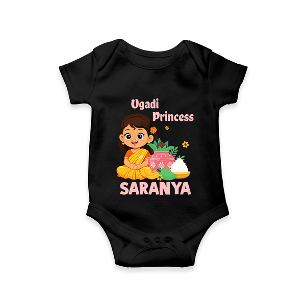 Ugadi Princess Personalized Kids Romper - BLACK - New Born (Chest 14")