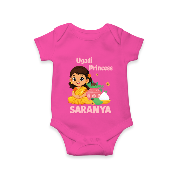 Ugadi Princess Personalized Kids Romper - HOT PINK - New Born (Chest 14")